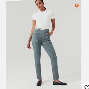 Spanx Stretch Twill Straight Leg Pull up Pant in Hazy Blue Grey XL